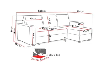 Denegal 3-sits Hörnbäddsoffa - Ljusbrun - Möbler - Vardagsrum - Bäddsoffor