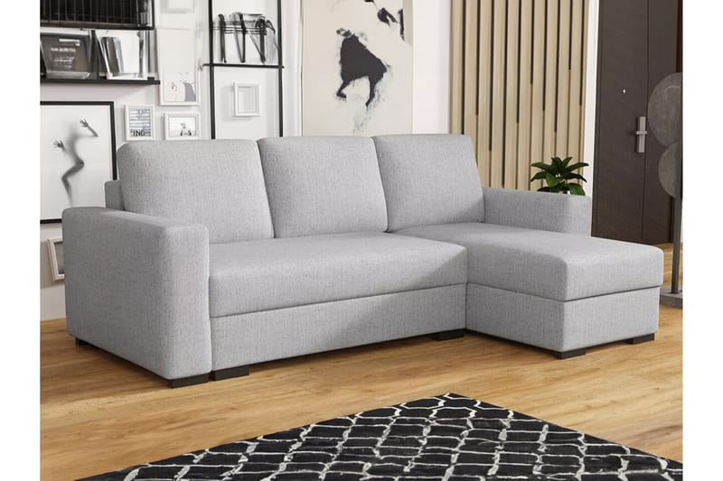 Denegal 3-sits Hörnbäddsoffa Ljusgrå - Möbler - Vardagsrum - Bäddsoffor - Hörnbäddsoffa