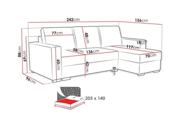 Denegal 3-sits Hörnbäddsoffa - Ljusgrå - Möbler - Vardagsrum - Bäddsoffor