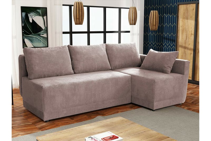 Denegal 3-sits Hörnbäddsoffa Ljusrosa - Möbler - Vardagsrum - Bäddsoffor - Hörnbäddsoffa