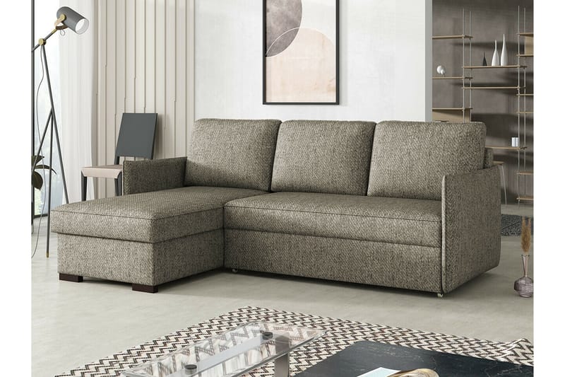 Denegal 3-sits Hörnbäddsoffa Mörk Beige/Mocca - Möbler - Vardagsrum - Bäddsoffor - Hörnbäddsoffa