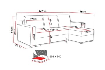 Denegal 3-sits Hörnbäddsoffa - Mörkgrå - Möbler - Vardagsrum - Bäddsoffor