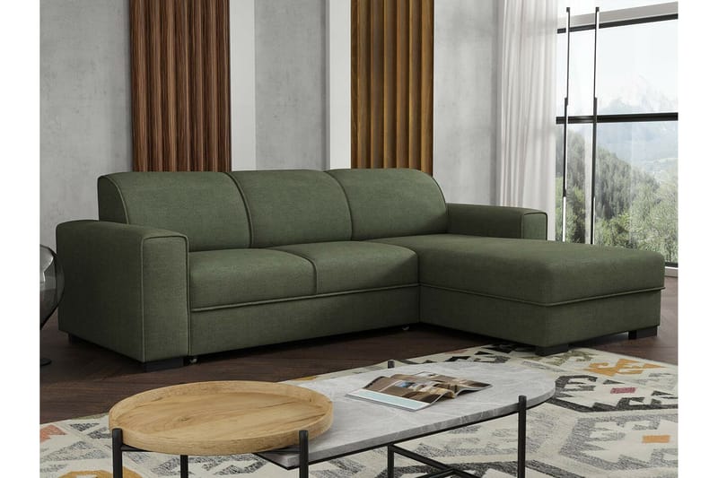 Denegal 3-sits Hörnbäddsoffa Mörkgrön - Möbler - Vardagsrum - Bäddsoffor - Hörnbäddsoffa