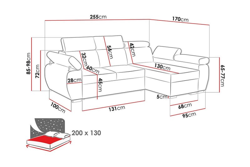 Denegal 3-sits Hörnbäddsoffa Mörkgrön - Möbler - Vardagsrum - Bäddsoffor - Hörnbäddsoffa
