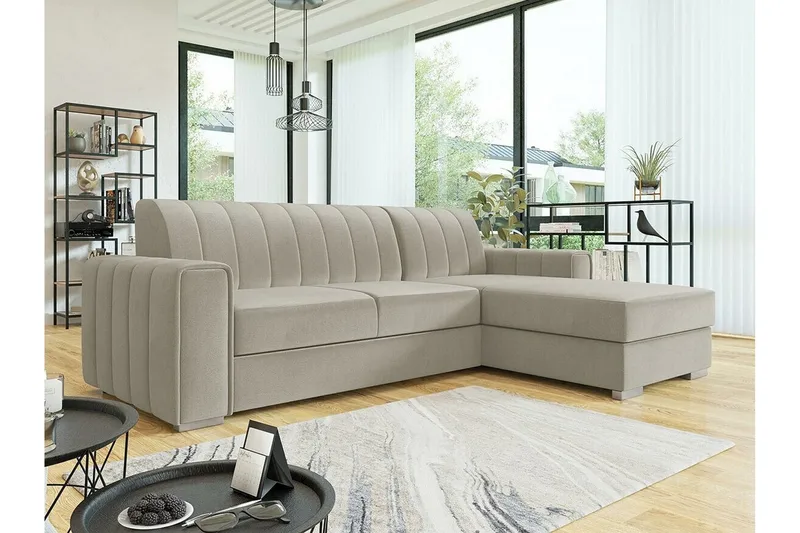 Denegal 3-sits Hörnbäddsoffa NO_BRAND Beige/Light beige - Möbler - Vardagsrum - Bäddsoffor