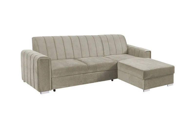 Denegal 3-sits Hörnbäddsoffa NO_BRAND Beige/Light beige - Möbler - Vardagsrum - Bäddsoffor