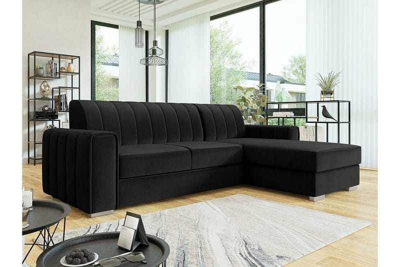 Denegal 3-sits Hörnbäddsoffa Svart - Möbler - Vardagsrum - Bäddsoffor - Hörnbäddsoffa