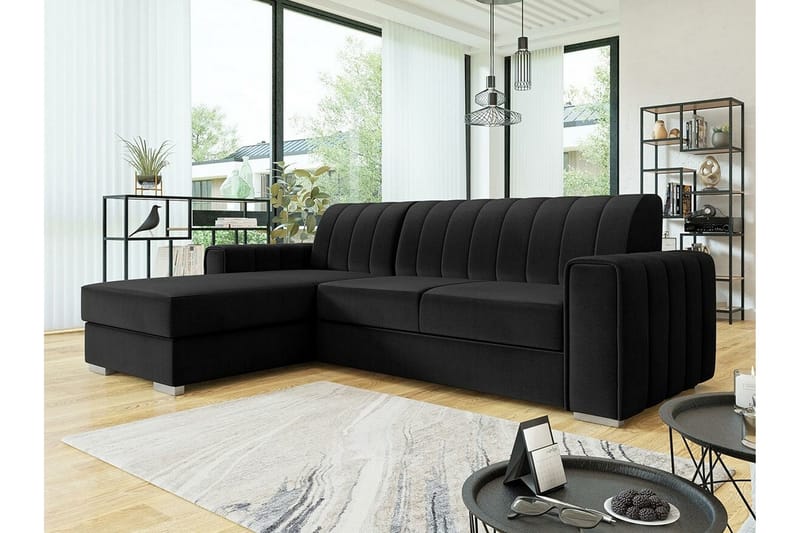 Denegal 3-sits Hörnbäddsoffa Svart - Möbler - Vardagsrum - Bäddsoffor - Hörnbäddsoffa