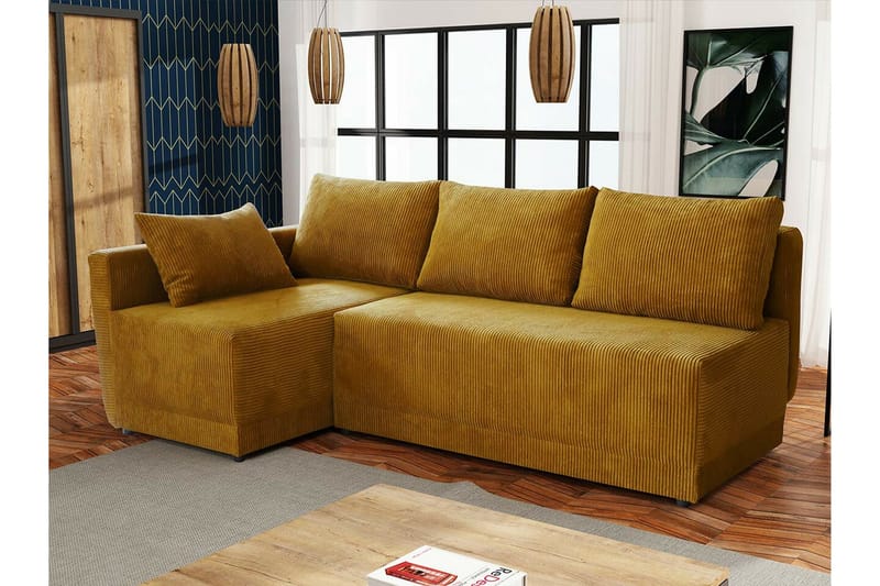 Denegal 3-sits Hörnbäddsoffa Yellow - Möbler - Vardagsrum - Bäddsoffor - Hörnbäddsoffa