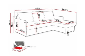 Denegal 3-sits Hörnbäddsoffa - Möbler - Vardagsrum - Bäddsoffor