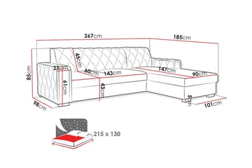 Denegal 3-sits Hörnbäddsoffa - Möbler - Vardagsrum - Bäddsoffor