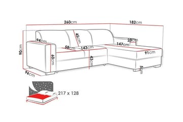 Denegal 3-sits Hörnbäddsoffa - Möbler - Vardagsrum - Bäddsoffor
