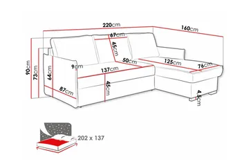 Denegal 3-sits Hörnbäddsoffa - Möbler - Vardagsrum - Bäddsoffor