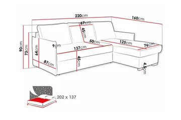 Denegal 3-sits Hörnbäddsoffa - Möbler - Vardagsrum - Bäddsoffor