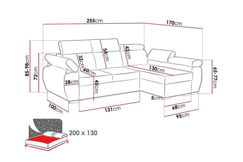 Denegal 3-sits Hörnbäddsoffa - Möbler - Vardagsrum - Bäddsoffor - Hörnbäddsoffa