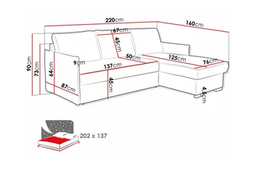 Denegal 3-sits Hörnbäddsoffa - Möbler - Vardagsrum - Bäddsoffor