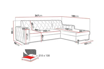Denegal 3-sits Hörnbäddsoffa - Möbler - Vardagsrum - Bäddsoffor