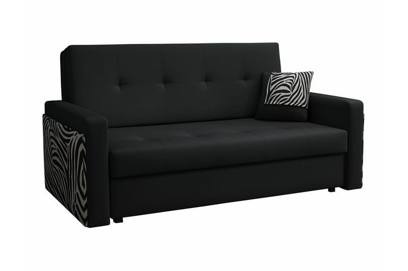 Denegal 3-sits Utdragbar Bäddsoffa 130x196 cm med Förvaring i Konstläder - Svart - Möbler - Vardagsrum - Bäddsoffor