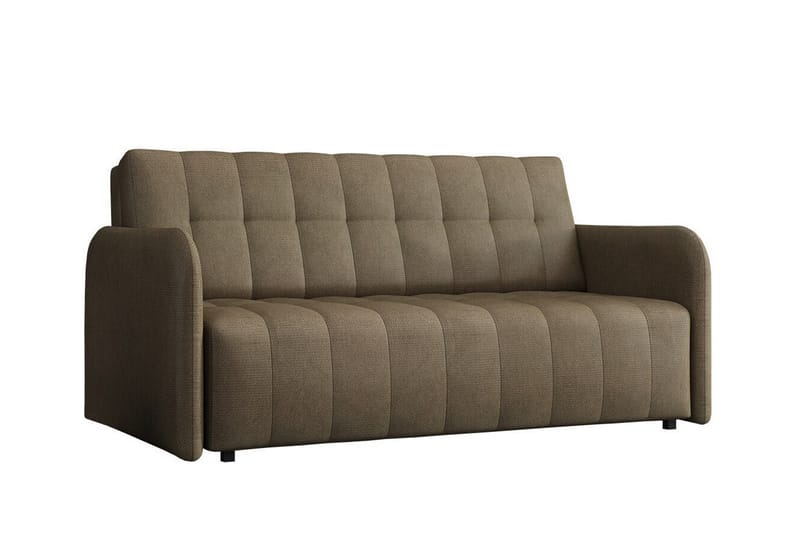 Denegal liten 3-sits Bäddsoffa Framåtbäddad i Plysch, Brun