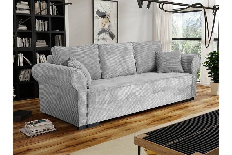 Denegal liten 3-sits Bäddsoffa Längsbäddad i Manchester - Ljusgrå/Mörkgrå - Möbler - Vardagsrum - Bäddsoffor