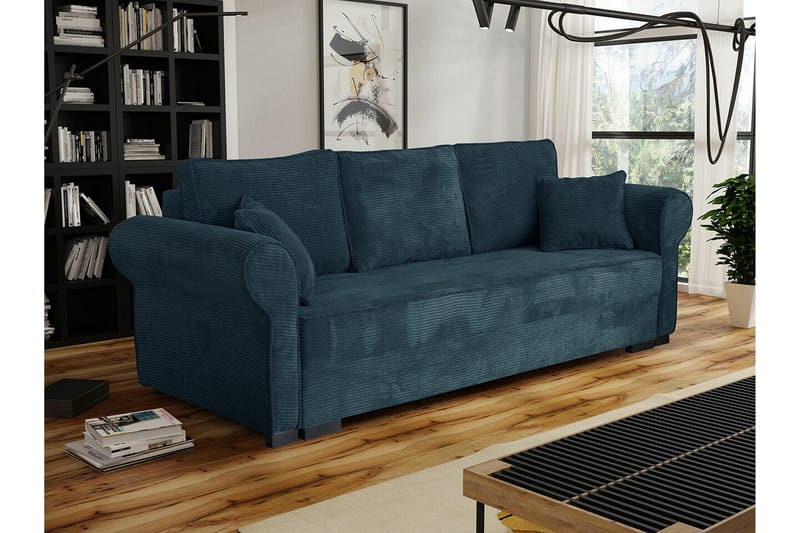 Denegal liten 3-sits Bäddsoffa Längsbäddad i Tyg - Mörkblå - Möbler - Vardagsrum - Bäddsoffor
