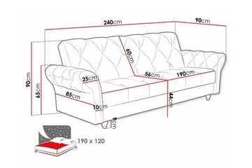 Denegal liten 3-sits Bäddsoffa Längsbäddad i Plysch - Mörkbrun - Möbler - Vardagsrum - Bäddsoffor