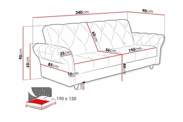 Denegal liten 3-sits Bäddsoffa Längsbäddad i Plysch - Ljusgrå - Möbler - Vardagsrum - Bäddsoffor