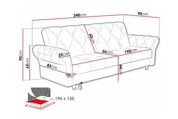 Denegal liten 3-sits Bäddsoffa Längsbäddad i Plysch - Ljusbrun - Möbler - Vardagsrum - Bäddsoffor