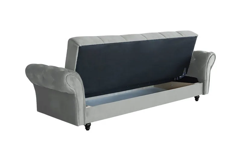 Denegal liten 3-sits Bäddsoffa Längsbäddad i Plysch - Mörkbrun - Möbler - Vardagsrum - Bäddsoffor