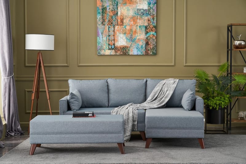 DENMARK Bäddsoffa med Divan Höger Blå/Brun - Möbler - Vardagsrum - Bäddsoffor