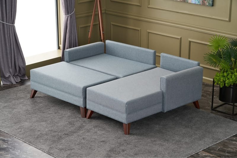 DENMARK Bäddsoffa med Divan Höger Blå/Brun - Möbler - Vardagsrum - Bäddsoffor