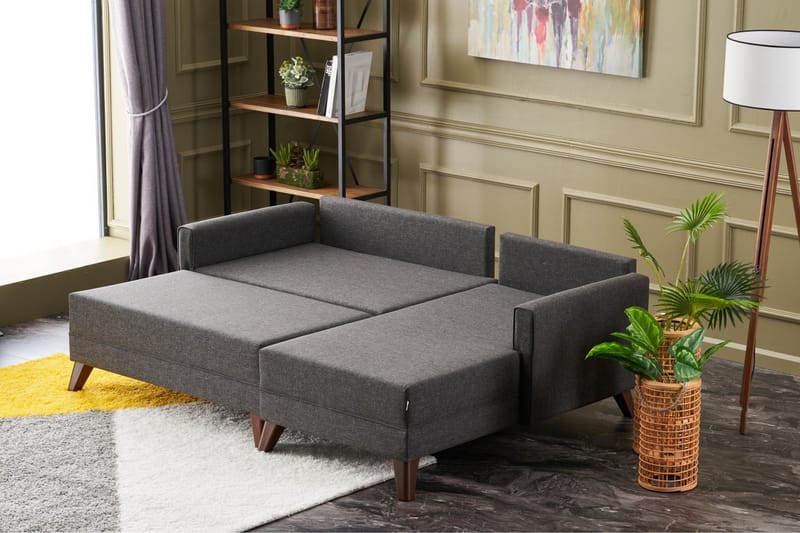 DENMARK MINI B�äddsoffa med Divan Höger Antracit/Brun - Möbler - Vardagsrum - Bäddsoffor
