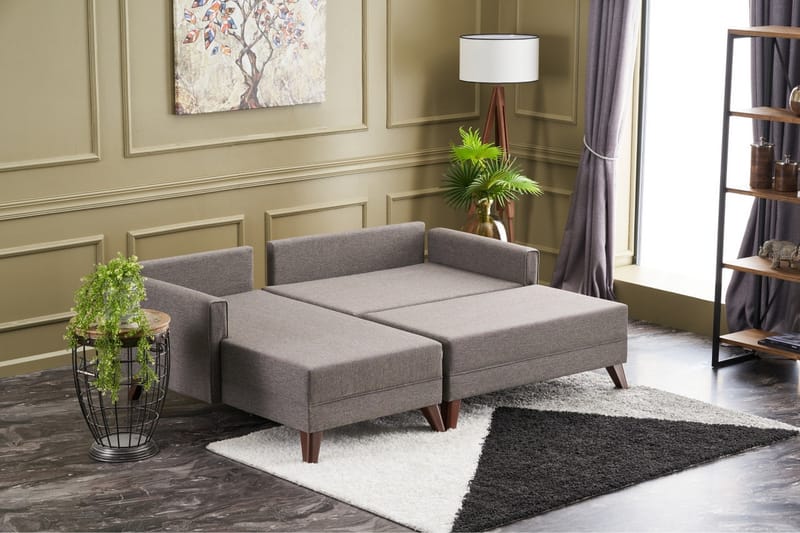 DENMARK MINI Bäddsoffa med Divan Vänster Brun - Bäddsoffor - Bäddsoffa divan