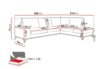Derry 4-sits Hörnbäddsoffa - Möbler - Vardagsrum - Bäddsoffor