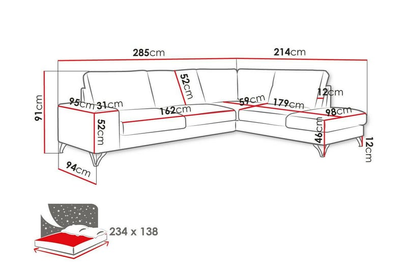 Derry 4-sits Hörnbäddsoffa - Möbler - Vardagsrum - Bäddsoffor - Hörnbäddsoffa