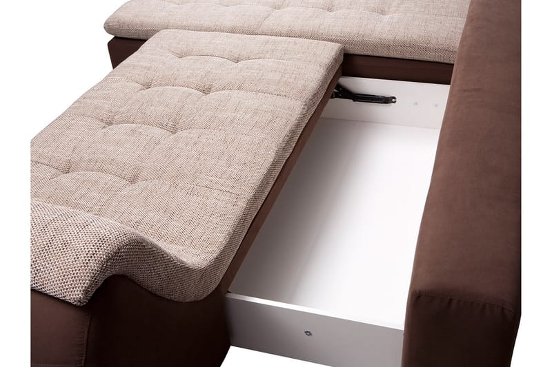 DEVERS L-Bäddsoffa Vänster Vit/Beige - Vit/Beige - Möbler - Vardagsrum - Bäddsoffor