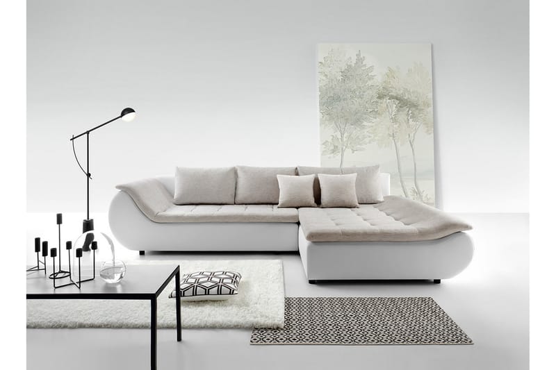 DEVERS L-Bäddsoffa Vänster Vit/Beige - Vit/Beige - Möbler - Vardagsrum - Bäddsoffor