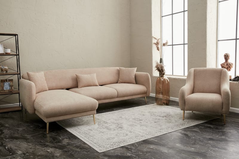 Devika Bäddsoffa m. Divan 4-sits - Beige - Möbler - Vardagsrum - Bäddsoffor