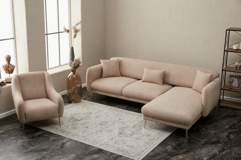 Devika Bäddsoffa m. Divan 4-sits - Beige - Möbler - Vardagsrum - Bäddsoffor