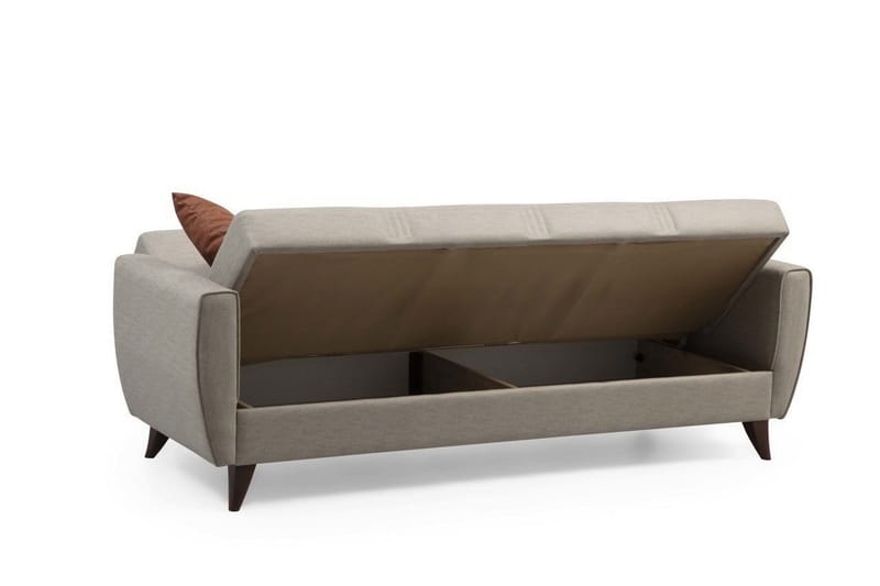 Dewan 3-sits Längsbäddad Bäddsoffa 96x183 cm med Förvaring i Linne - Beige - Möbler - Vardagsrum - Bäddsoffor