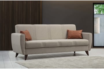 Dewan 3-sits Längsbäddad Bäddsoffa 96x183 cm med Förvaring i Linne - Beige - Möbler - Vardagsrum - Bäddsoffor