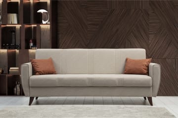 Dewan 3-sits Längsbäddad Bäddsoffa 96x183 cm med Förvaring i Linne - Beige - Möbler - Vardagsrum - Bäddsoffor