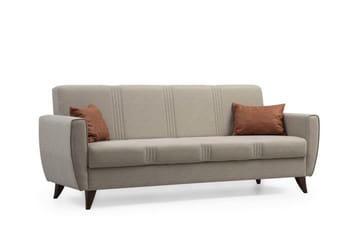 Dewan 3-sits Längsbäddad Bäddsoffa 96x183 cm med Förvaring i Linne - Beige - Möbler - Vardagsrum - Bäddsoffor