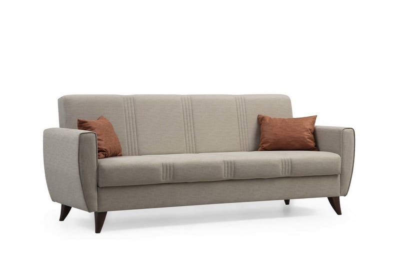 Dewan 3-sits Längsbäddad Bäddsoffa 96x183 cm med Förvaring i Linne - Beige - Möbler - Vardagsrum - Bäddsoffor