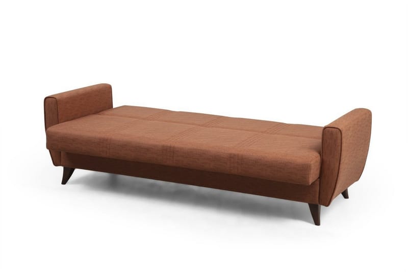 Dewan 3-sits Längsbäddad Bäddsoffa 96x183 cm med Förvaring i Tyg - Terrakotta - Möbler - Vardagsrum - Bäddsoffor