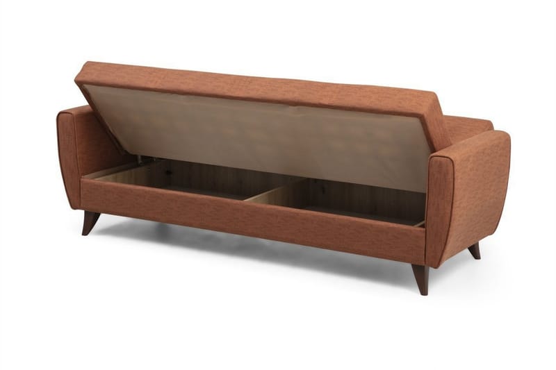 Dewan 3-sits Längsbäddad Bäddsoffa 96x183 cm med Förvaring i Tyg - Terrakotta - Möbler - Vardagsrum - Bäddsoffor