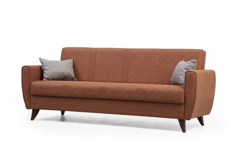 Dewan 3-sits Längsbäddad Bäddsoffa 96x183 cm med Förvaring i Tyg - Terrakotta - Möbler - Vardagsrum - Bäddsoffor