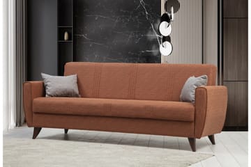 Dewan 3-sits Längsbäddad Bäddsoffa 96x183 cm med Förvaring i Tyg - Terrakotta - Möbler - Vardagsrum - Bäddsoffor