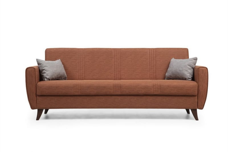 Dewan 3-sits Längsbäddad Bäddsoffa 96x183 cm med Förvaring i Tyg, Terrakotta