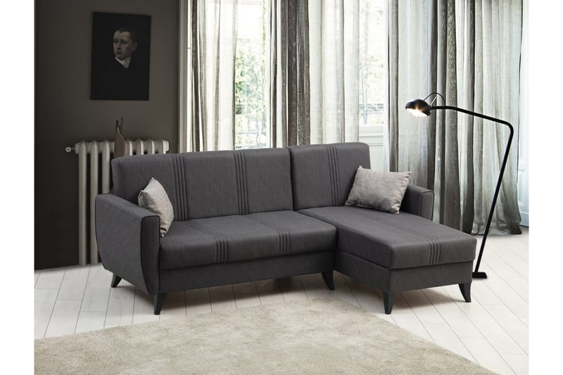Dewan Bäddsoffa m. Divan 3-sits Mörkgrå